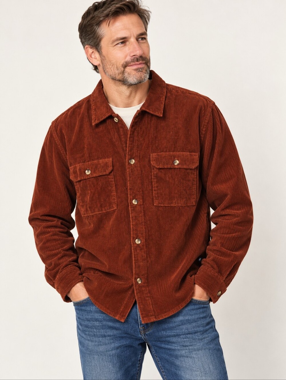 Gap Rust Corduroy Fall Layering L Sleeve Button Up Shacket/shirt. Mens XL